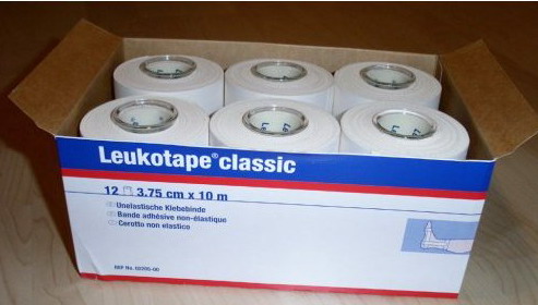 Rigide tape: Leukotape, 3,75cmx10m, p--12rollen