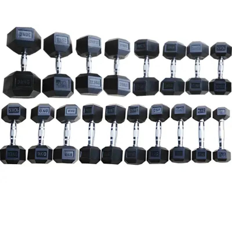 Toorx - MEG HEXAGON DUMBBELL - Rubber Dumbbell - 32,5kg - p--stuk