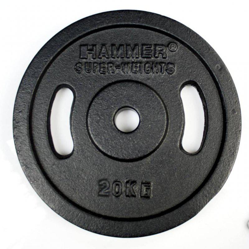 ALLproducts Hammer halterschijf gietijzer (met grepen) – 2 x 20kg 